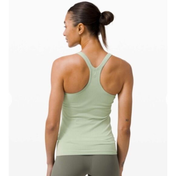 Lululemon Ebb To Street Tank - Ribbed Mint Green Tank Blouse, Size 8 - Picture 10 of 10
